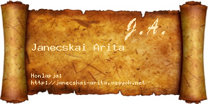 Janecskai Arita névjegykártya